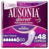Ausonia Discreet Compresas Noche Incontinencia Mujer, Maxi, 48 Unidades, Protección Completa que Apenas Notarás