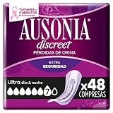 Ausonia Discreet Compresas Noche Incontinencia Mujer, Ultra, 48 Unidades, Protección Completa que Apenas Notarás