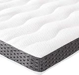 Amazon Basics - Cubrecolchón de espuma con memoria confortable , 135 x 190 x 7 cm, Blanco