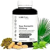 Saw Palmetto 3000 mg. 180 cápsulas Con Serenoa Repens (Sabal Serrulata), Semillas de Calabaza, Ortiga, Pygeum Africanum, Licopeno y Zinc
