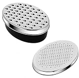 MAGICVOGEL Rallador de queso con recipiente, acero inoxidable, 2 superficies de rallado, rallador de verduras, rallador de limón, rallador parmesano, rallador manual con caja, color negro