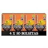 Cupper - Infusión de Jengibre y cúrcuma BIO - Pack de 4 Cajas de 20 Bolsitas de Infusiones Ecológicas - Propiedades Antioxidantes - Apto para Veganos