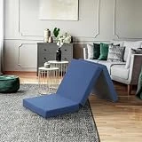 Oleesleep 10cm Tri-Folding Colchón de Espuma / Colchón de Invitados / Colchón Plegable / Colchón Portátil / Oeko-Tex / CertiPUR-US / 2 Layered / Azul / 65 x 195cm