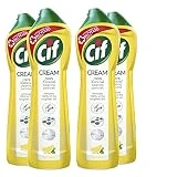 Crema Cif con fragancia a limón, de 500 ml, paquete de 4 unidades