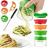 fabquality Cortador de Verduras de Plástico y Acero inoxidable, Rallador de Verduras, Pasta de calabacín, Cortador en Espiral Manual, Adecuado para Zanahorias, pepinos