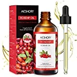 AESHORY Aceite de Rosa Mosqueta Puro 100ml con Ácidos Grasos Insaturados, Prensado en Frío Hidratante para Anti-envejecimiento, Desvanece la Cicatriz, Revitaliza la Piel y Cabello