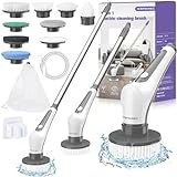Cepillo Eléctrico Limpieza, [Actualización IPX8 Impermeable] 14 EN 1 Homtronics Fregadora Giratoria Eléctrico, [Torsión de 25KG] Electrica Sin Cable Clean Brush para Baño, Cocina, Coche, Tina, Piso