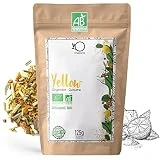 ORIGEENS TÉ JENGIBRE CURCUMA ECOLÓGICO Yell-OW! - 125g | Infusión Cúrcuma Pimienta Negra Jengibre y Limón | Para Té Frío/Caliente, Turmeric Latte, Zumo de Cúrcuma Ecológico