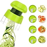 4 en 1 Cortador de Verduras Espiralizador de Plástico y Acero inoxidable, Rallador, Pasta Vegetal, Espaguetis de Calabacin, Cortador en Espiral Manual Adecuado para Zanahorias, Pepinos