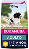 Eukanuba Alimento seco para perros adultos activos de raza mediana,, rico en pollo fresco 15 kg