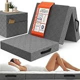 Colchón plegable extracómodo, colchón de invitados de dureza media H3. Cama plegable gruesa y práctica de tejido mixto con funda. Colchón de suelo, cama de invitados y colchón plegable