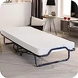 Beautissu Cama Plegable de Invitados Venetia - 90x200 cm - Estable Armadura de Metal - con somier y Funda Protectora