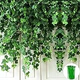 Guirnalda de hiedra artificial guirnalda de hiedra vid falsa resistente a los rayos UV hojas verdes plantas falsas plantas de vid que cuelgan para la decoración la pared del jardín la fiesta de bodas
